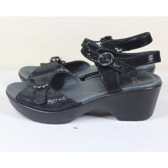 Dansko Dillon June sandals in black lizard EU 40 US 9.5-10 - Picture 1 of 6